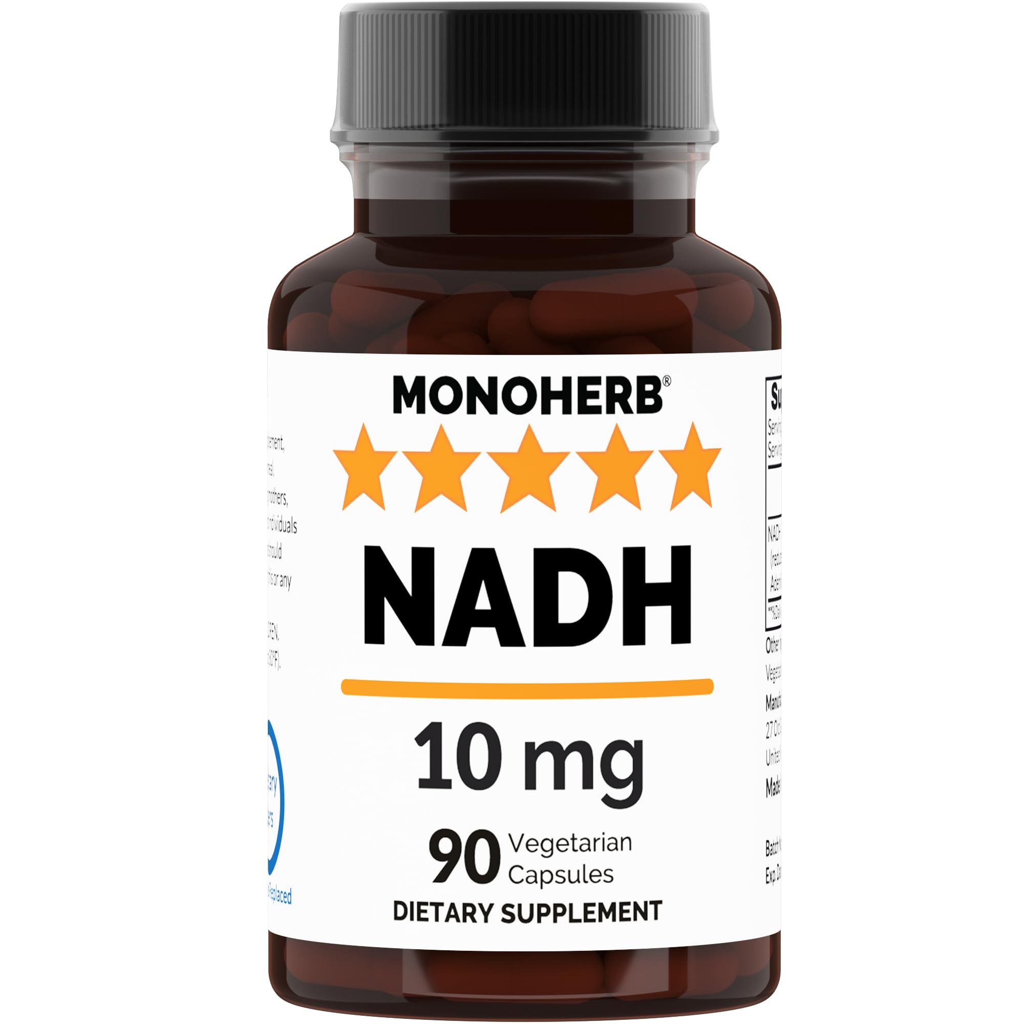 Foto 2 pulgar | Suplemento Monoherb Nadh 10 Mg 90 Cápsulas Vegetarianas - Venta Internacional.