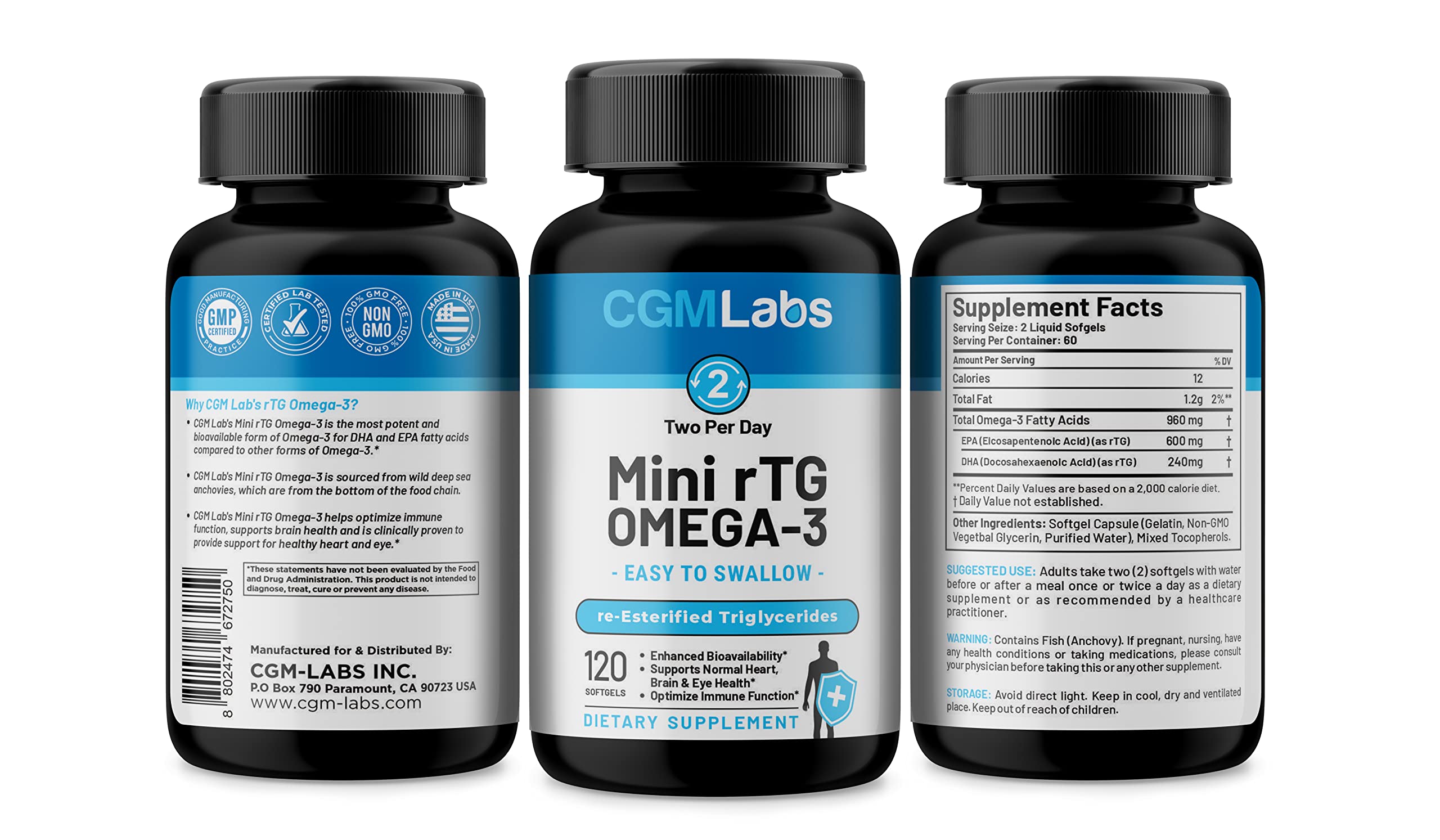 Foto 7 | Suplemento Dietético Aceite De Pescado Rtg Omega 3 De Cgm Labs 960 Mg - Venta Internacional.