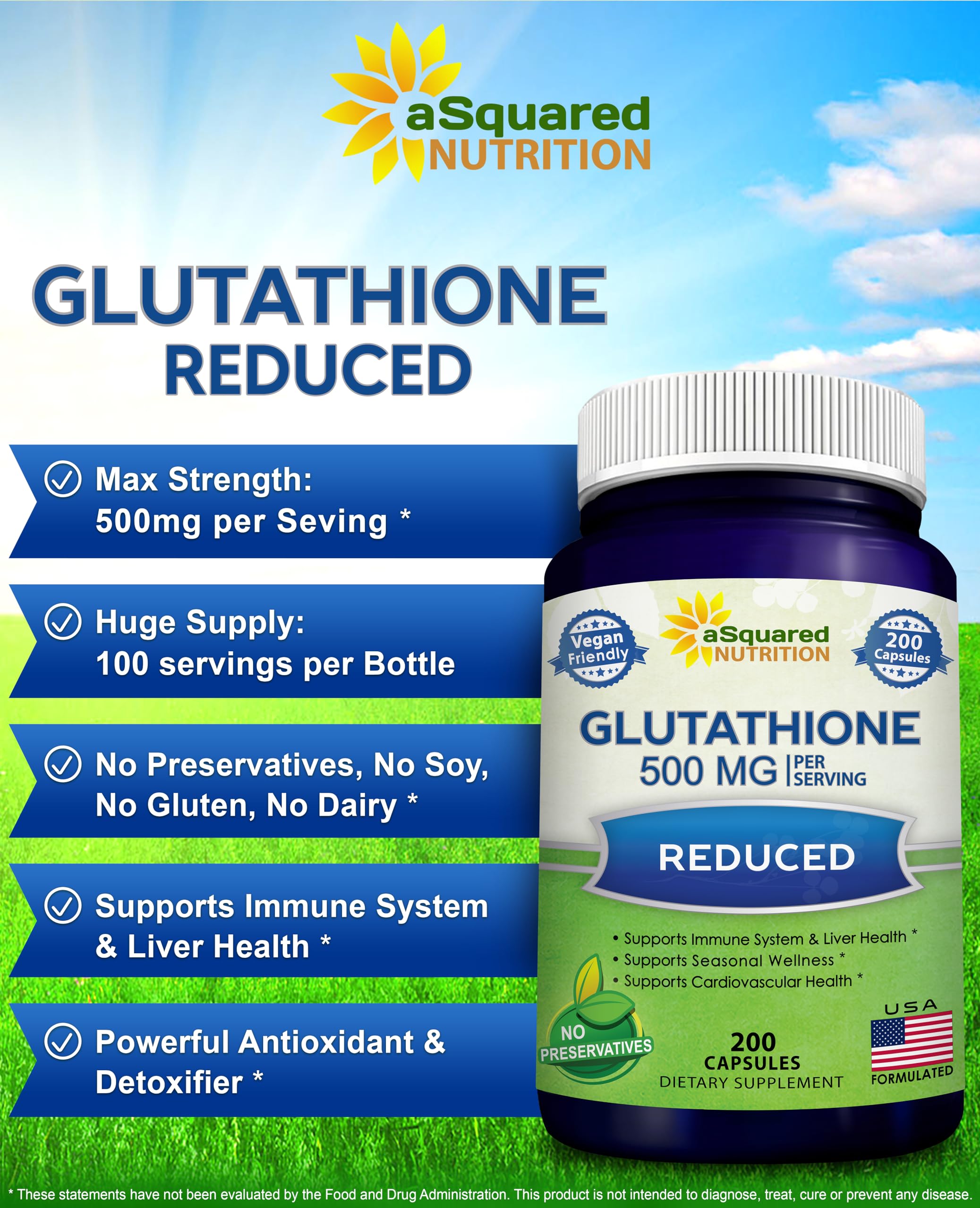 Foto 3 pulgar | Suplemento: 500 Mg De Glutatión Reducido De Squared Nutrition - Venta Internacional.