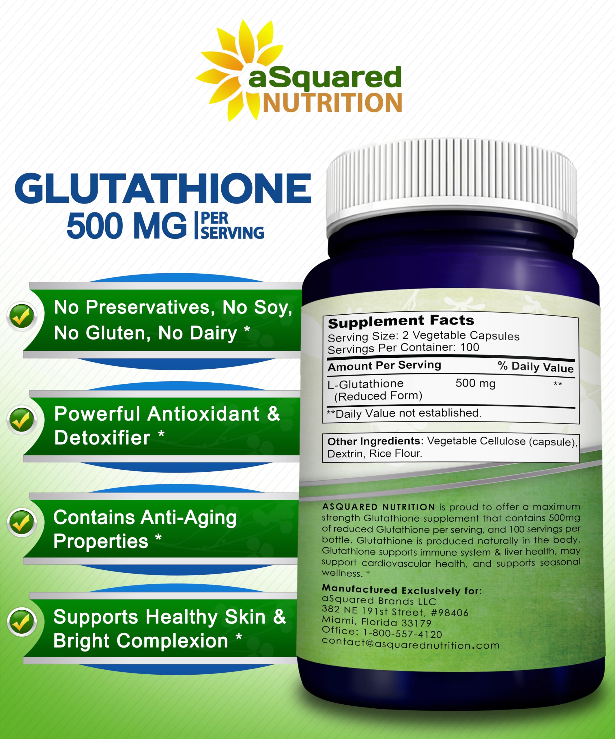 Foto 7 pulgar | Suplemento: 500 Mg De Glutatión Reducido De Squared Nutrition - Venta Internacional.