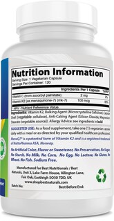 Foto 2 | Suplemento Best Naturals Mk-7 De Vitamina K2, 100 Mcg, 120 Cápsulas - Venta Internacional.