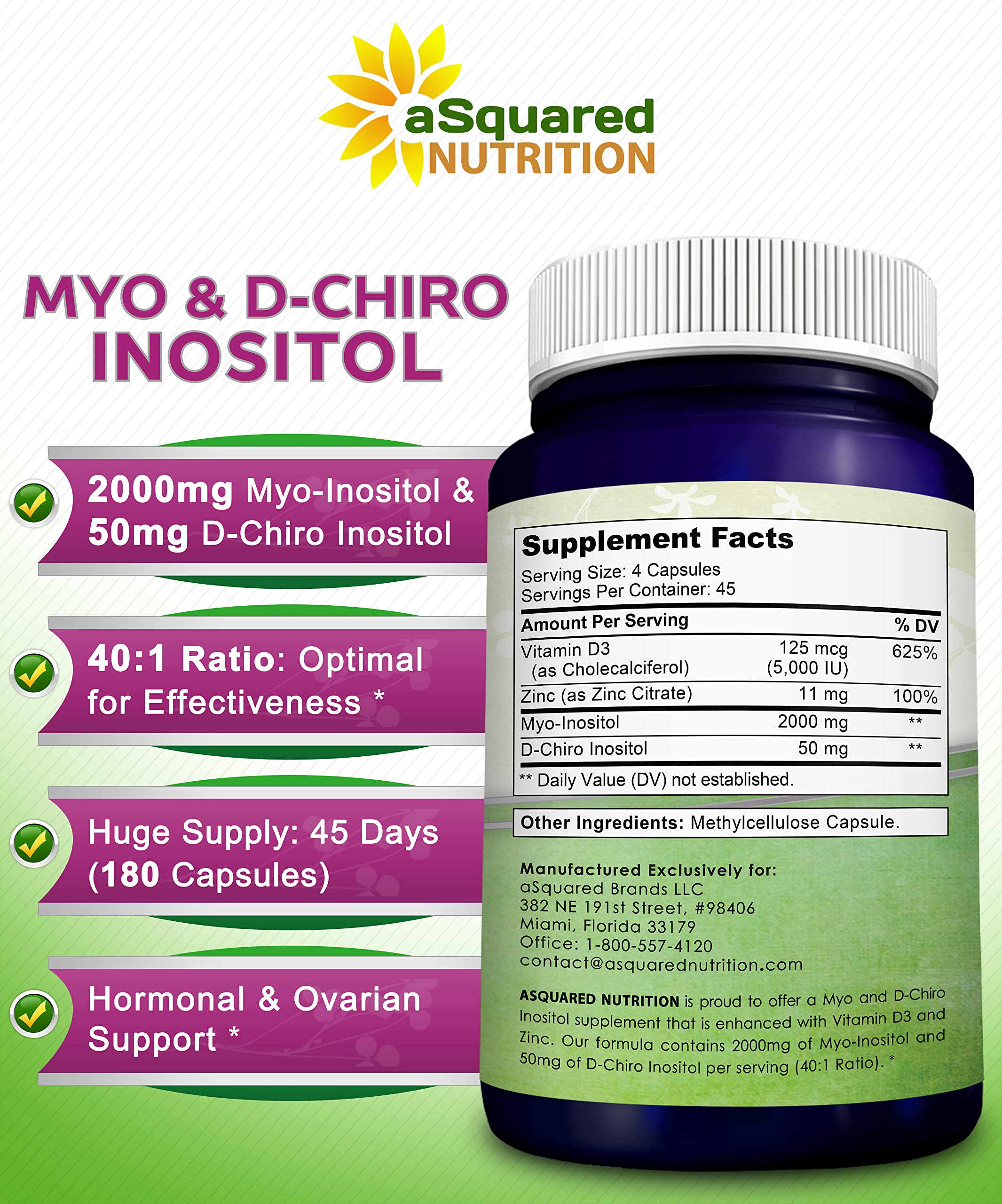 Foto 3 | Suplemento De Mioinositol Y D-chiro Inosito De Squared Nutrition - Venta Internacional.