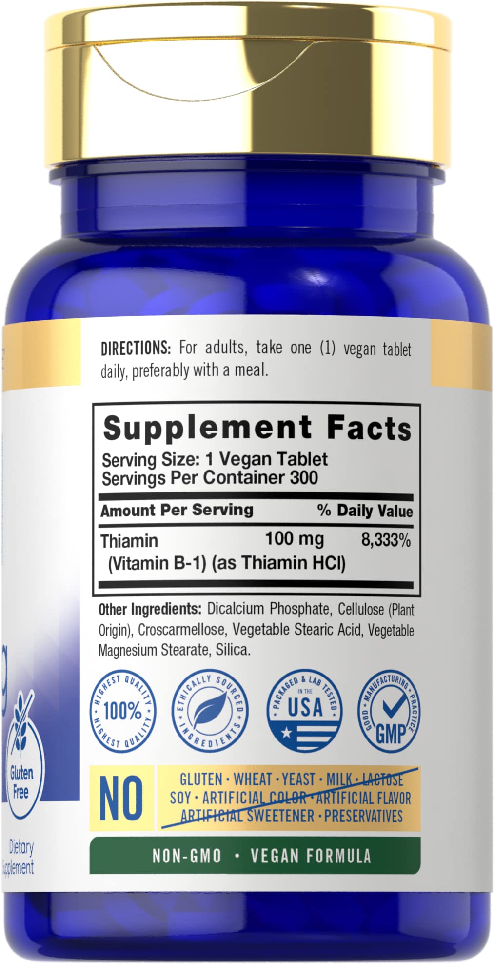 Foto 2 | Suplemento Carlyle De Vitamina B-1 100 Mg 300 Comprimidos - Venta Internacional.