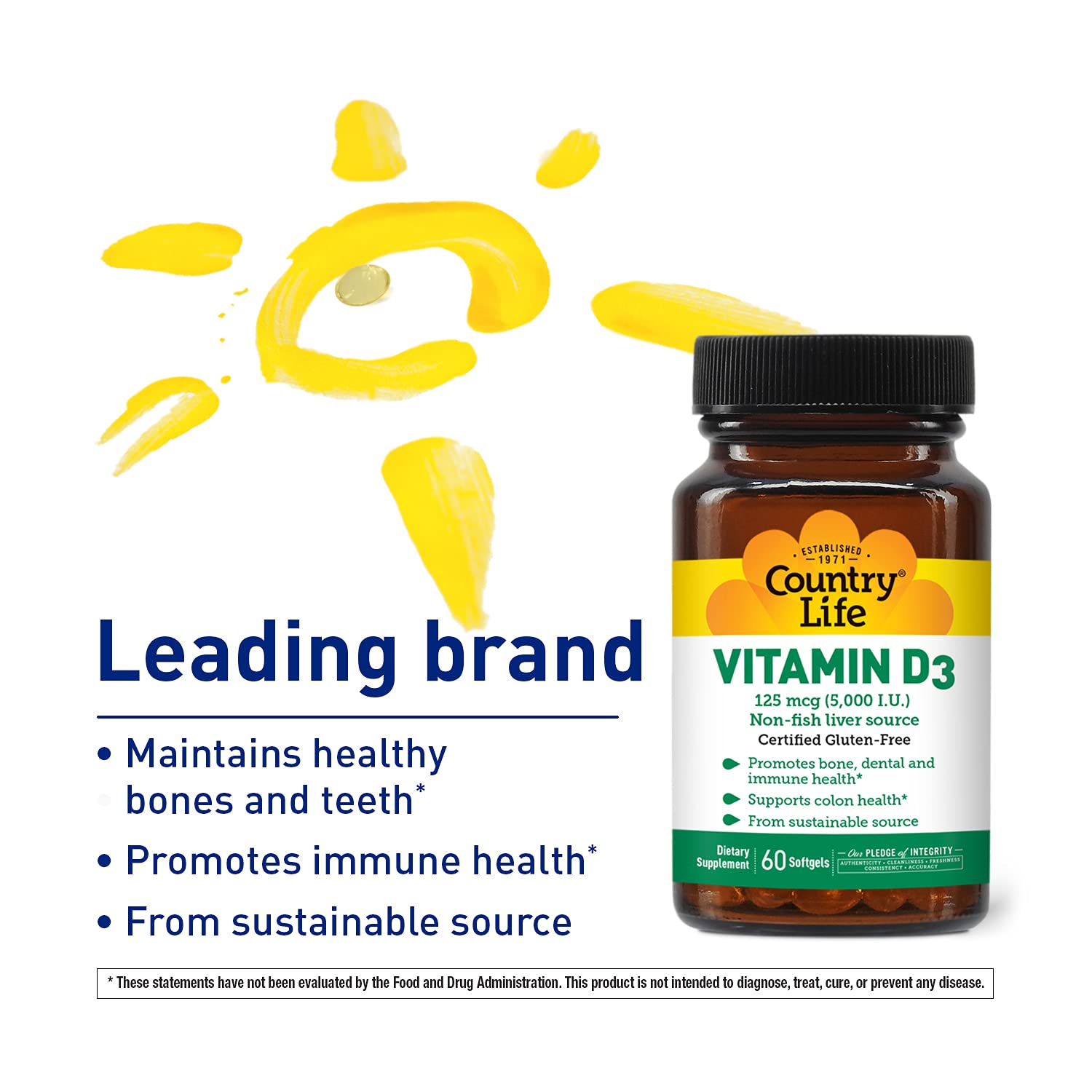 Foto 4 | Suplemento Country Life De Vitamina D3 5000 Ui 60 Comprimidos - Venta Internacional.