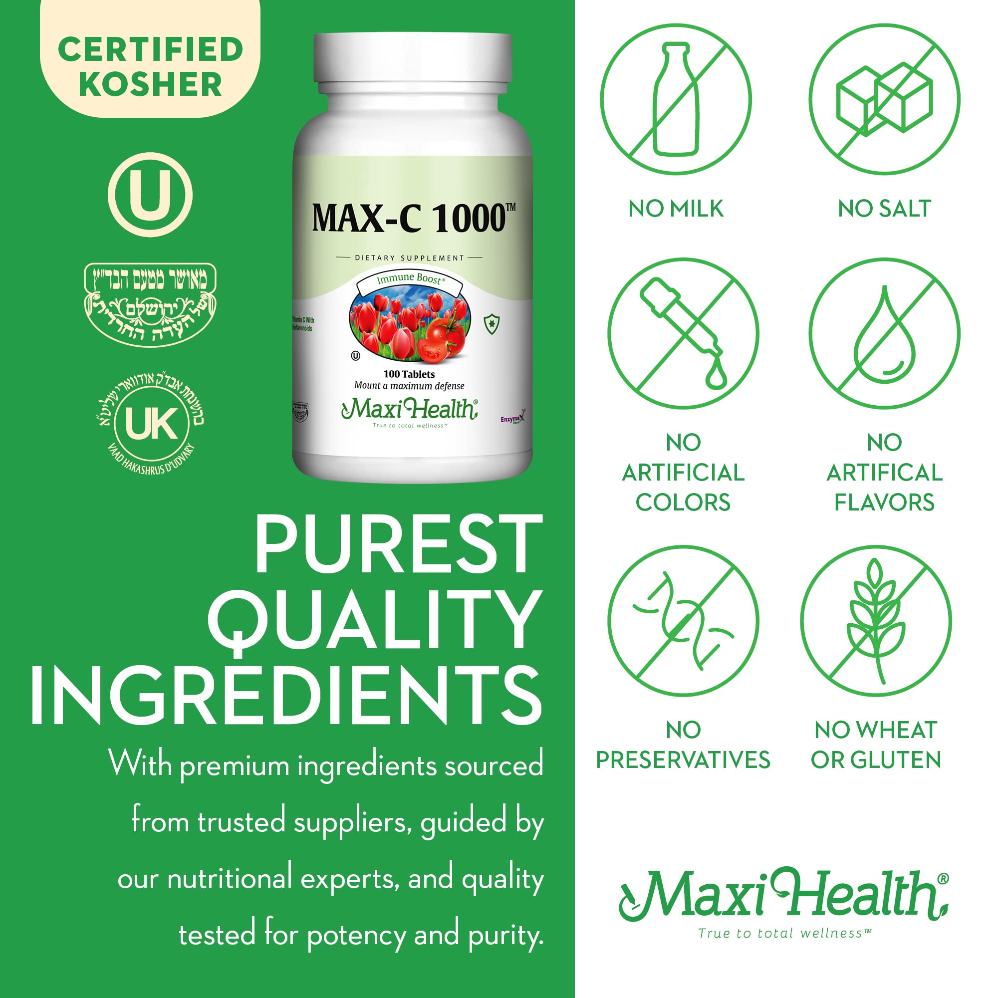 Foto 7 | Suplemento De Vitamina C Maxi Health, Tabletas De 1000 Mg, 100 Unidades - Venta Internacional.
