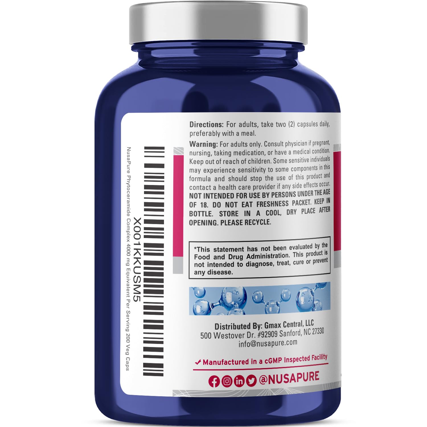 Foto 3 | Suplemento Del Complejo De Fitoceramida Nusapure 4000 Mg 200 Cápsulas - Venta Internacional.