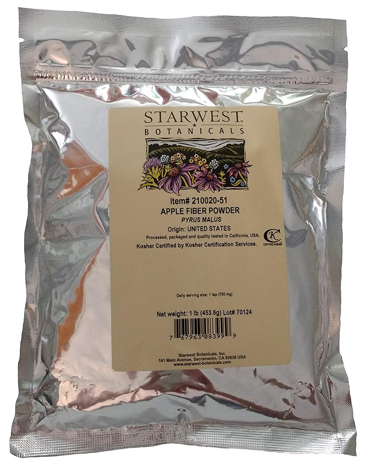 Foto 2 pulgar | Bolsa Resellable Starwest Botanicals De Fibra De Manzana En Polvo, 454 G - Venta Internacional.