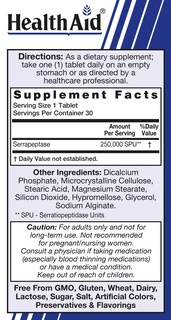 Foto 2 | Suplemento Healthaid Serrapeptase 250.000 Spu 30 Comprimidos - Venta Internacional.