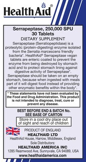 Foto 3 | Suplemento Healthaid Serrapeptase 250.000 Spu 30 Comprimidos - Venta Internacional.