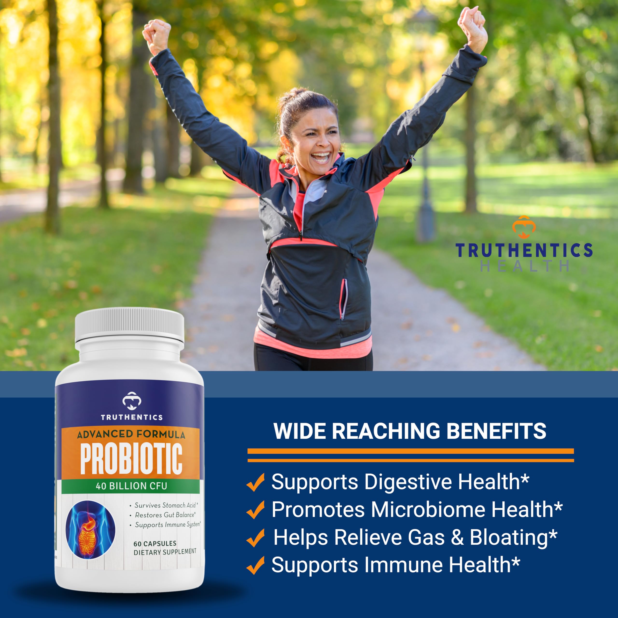 Foto 4 pulgar | Probiotic Truthentics 40 Mil Millones De Cfu Con Prebióticos 60 Cápsulas - Venta Internacional.