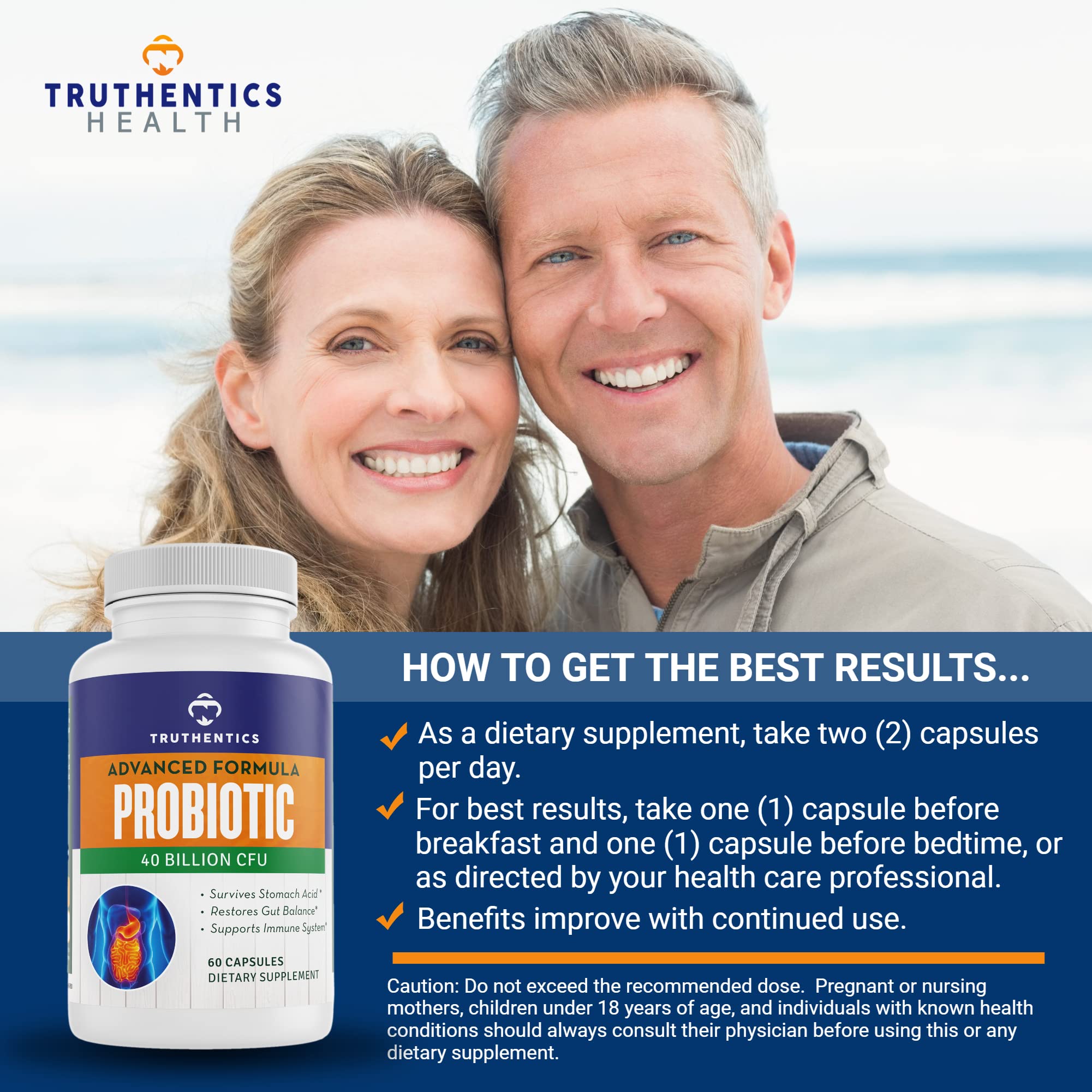 Foto 5 pulgar | Probiotic Truthentics 40 Mil Millones De Cfu Con Prebióticos 60 Cápsulas - Venta Internacional.