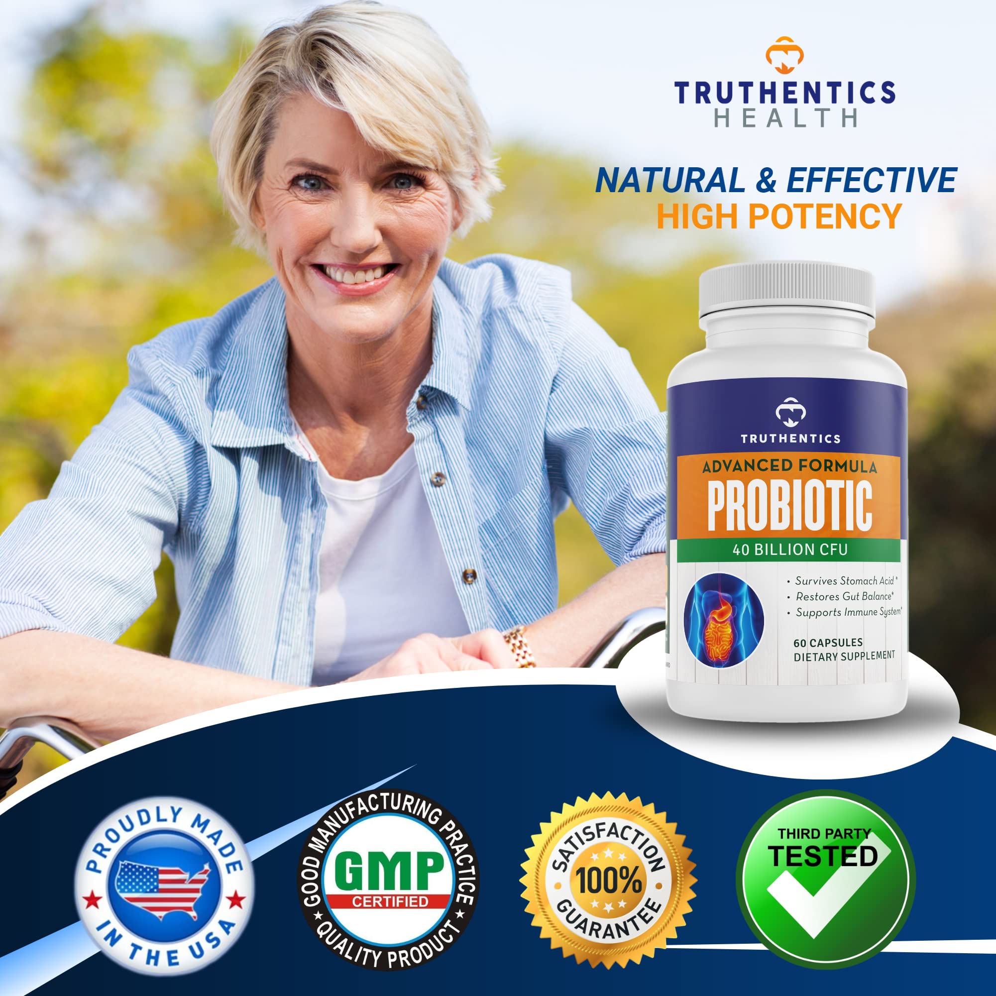 Foto 7 | Probiotic Truthentics 40 Mil Millones De Cfu Con Prebióticos 60 Cápsulas - Venta Internacional.