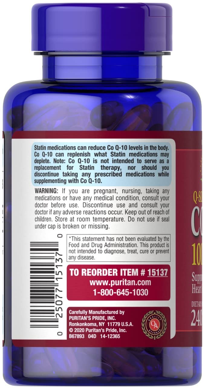Foto 3 pulgar | Suplemento Puritan's Pride Coq10 100 Mg Para La Salud Del Corazón - Venta Internacional.