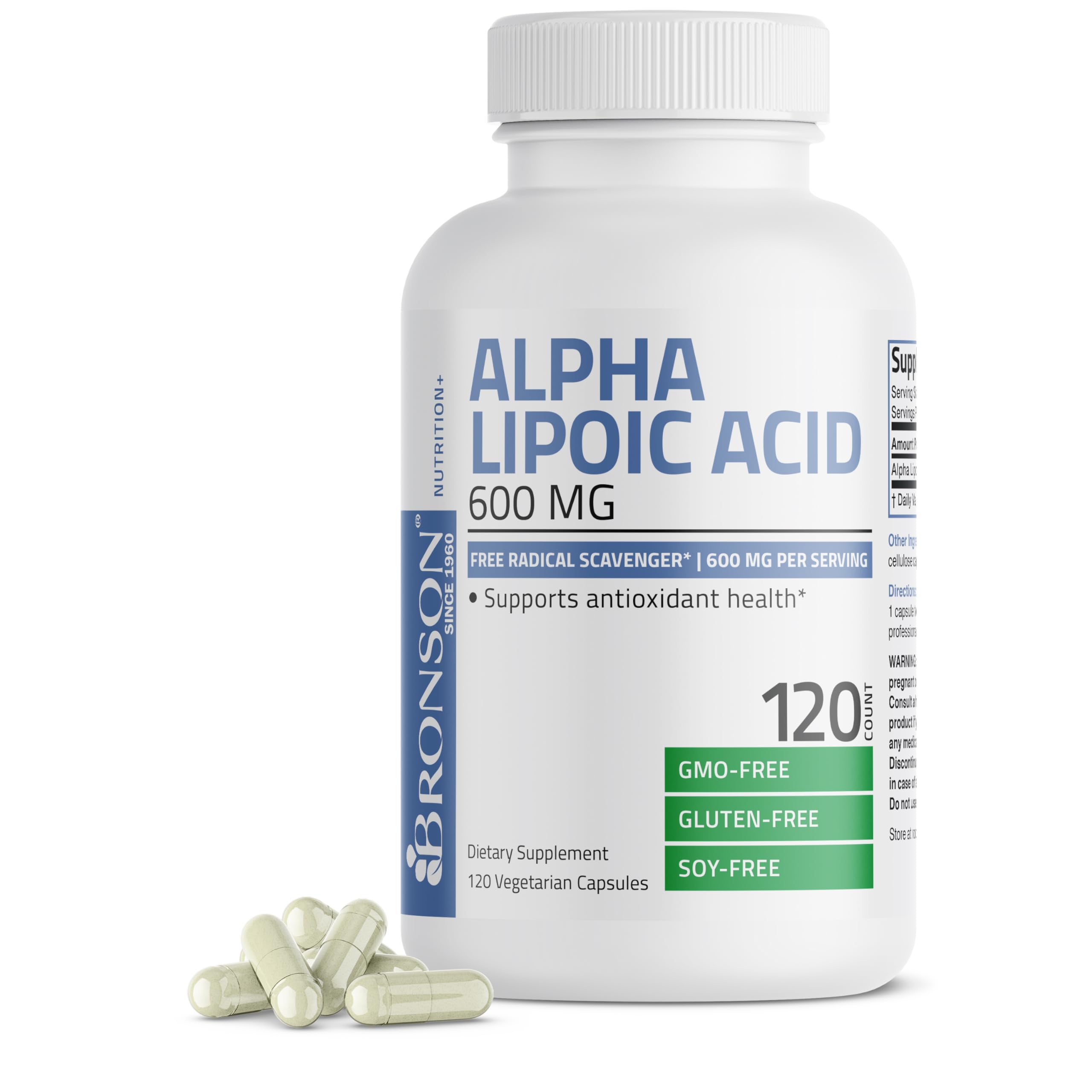 Foto 2 pulgar | Suplemento De Ácido Alfa Lipoico Bronson 600 Mg 120 Cápsulas - Venta Internacional.