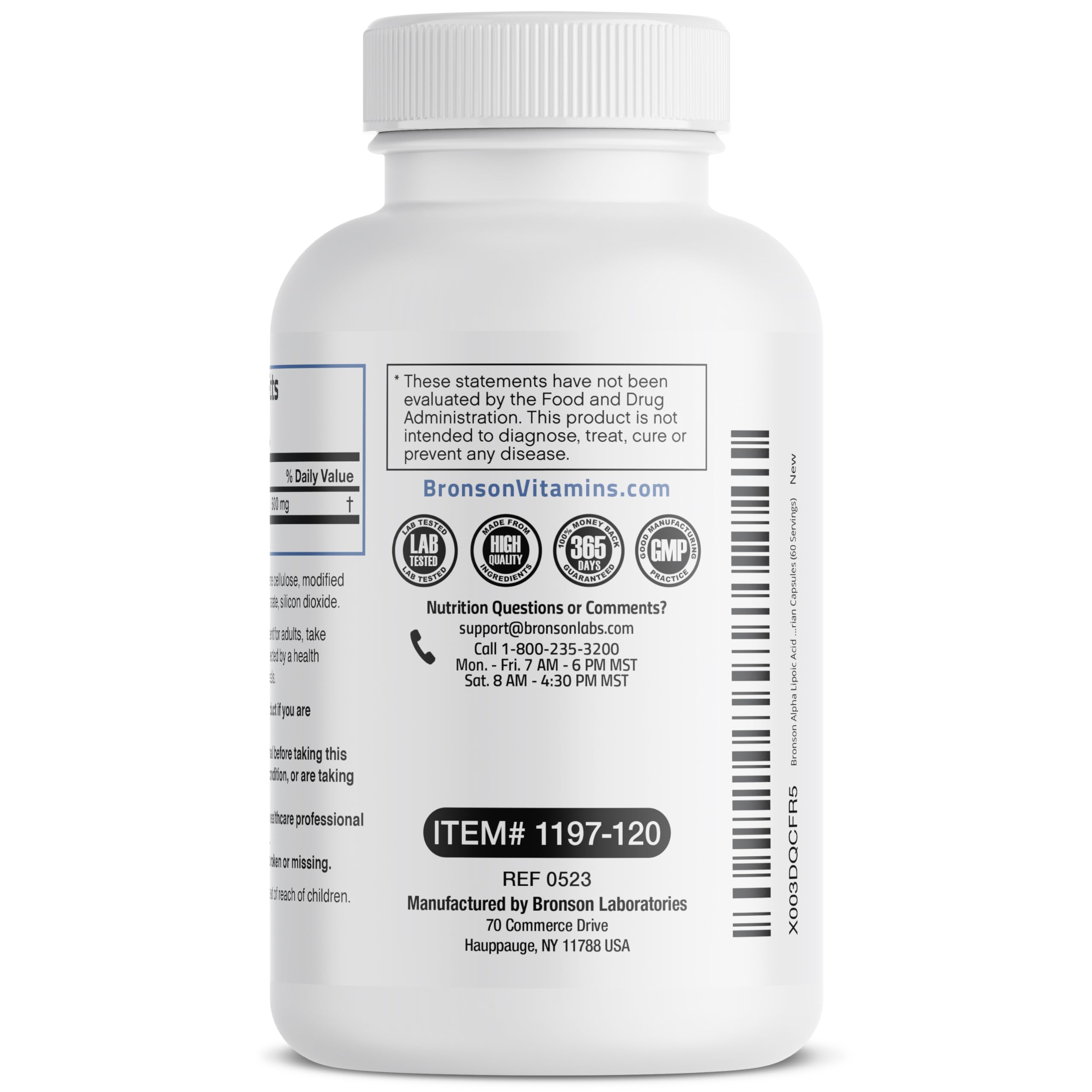 Foto 5 | Suplemento De Ácido Alfa Lipoico Bronson 600 Mg 120 Cápsulas - Venta Internacional.