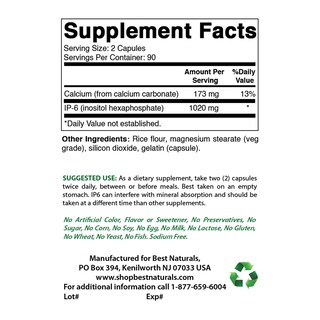 Foto 2 | Suplemento Best Naturals Ip-6 510 Mg 180 Cápsulas - Venta Internacional.