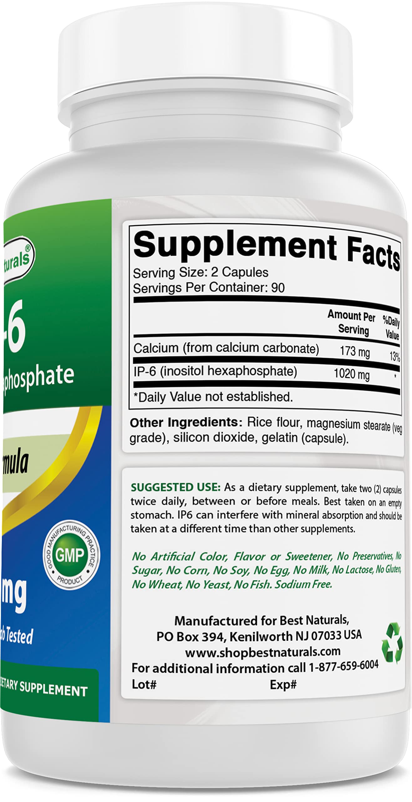 Foto 6 pulgar | Suplemento Best Naturals Ip-6 510 Mg 180 Cápsulas - Venta Internacional.