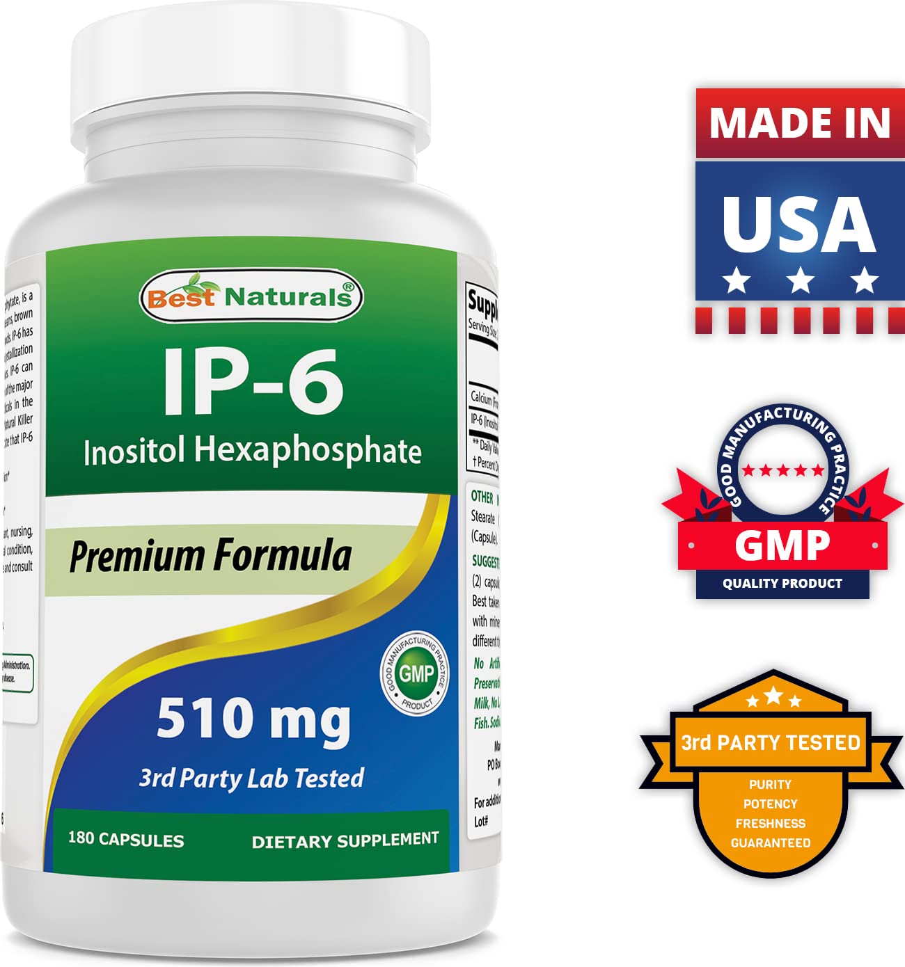 Foto 8 pulgar | Suplemento Best Naturals Ip-6 510 Mg 180 Cápsulas - Venta Internacional.