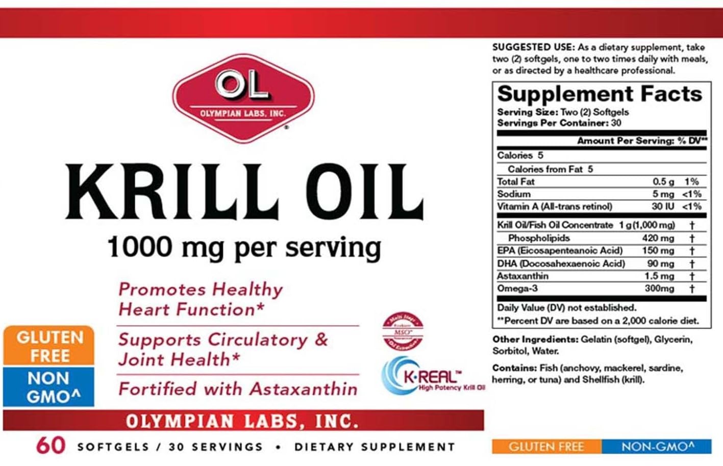 Foto 6 pulgar | Suplemento De Aceite De Krill Antártico De Olympian Labs, 1000 Mg, 60 Cápsulas Blandas - Venta Internacional.