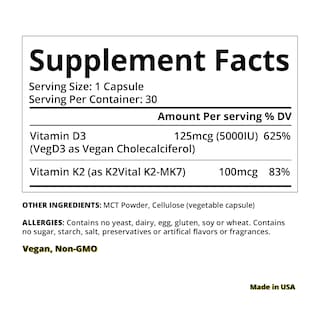 Foto 2 | Suplemento Magceutics De Vitamina D3 K2, 5000 Ui, Vegano, 30 Cápsulas - Venta Internacional.