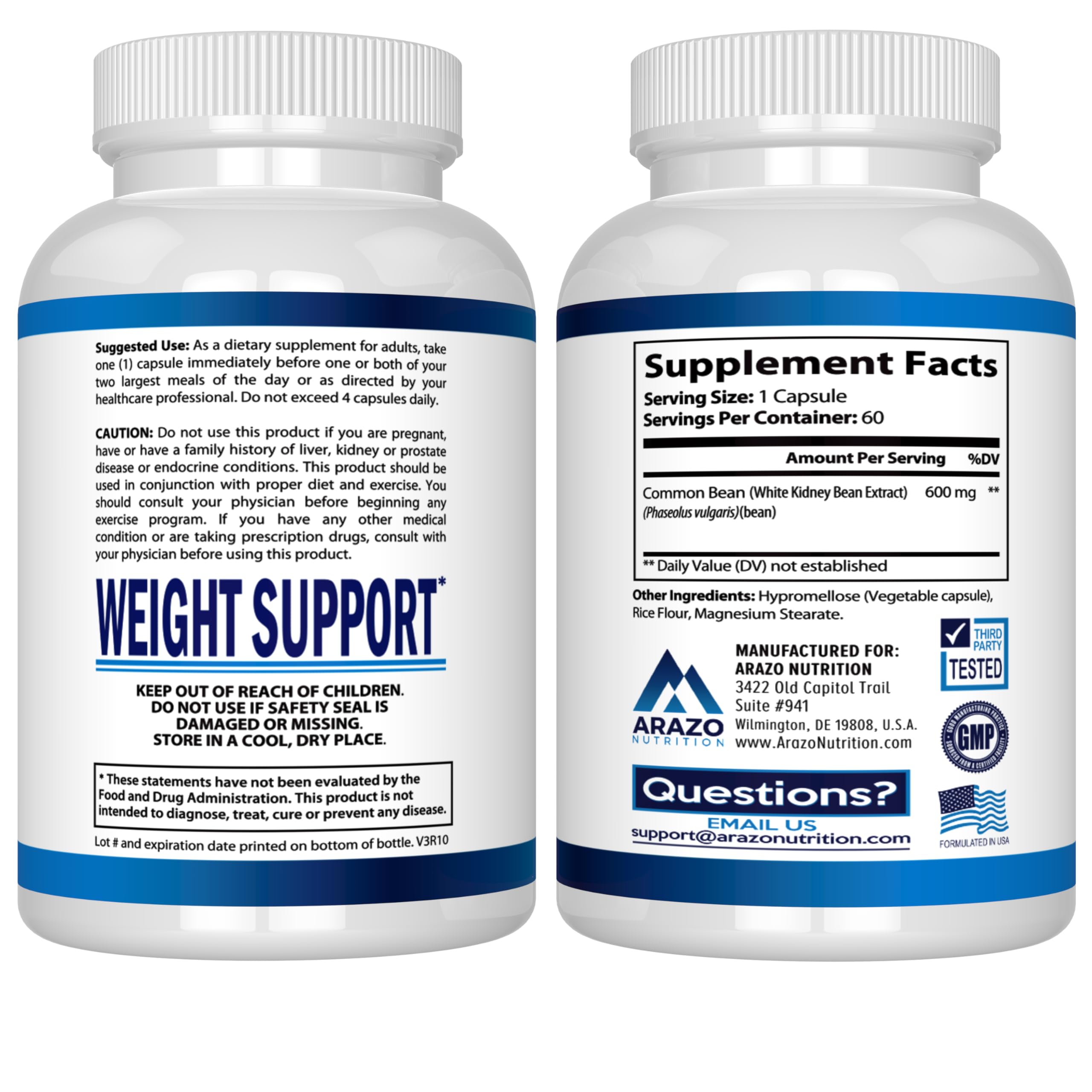 Foto 3 | Suplemento De Extracto De Frijol Blanco De Arazo Nutrition 600 Mg - Venta Internacional.