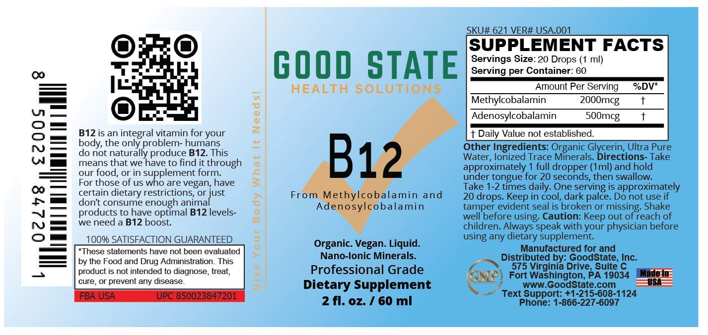 Foto 4 | Suplemento De Vitamina B12 Good State Nano-ionic, 60 Ml, Vegano - Venta Internacional.