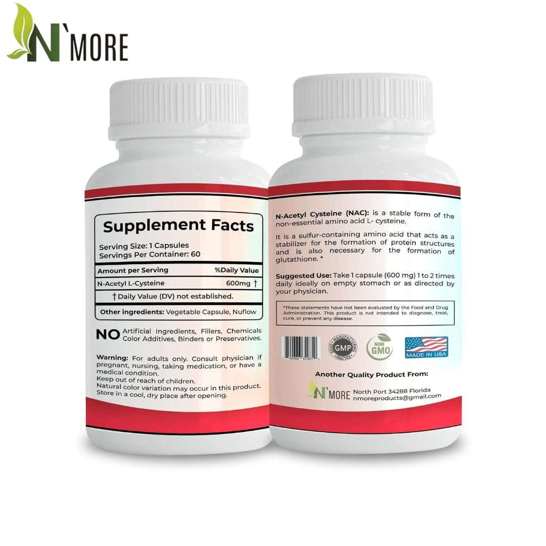 Foto 2 | Suplemento N'more N-acetil-cisteína (nac) 600 Mg 60 Cápsulas - Venta Internacional.