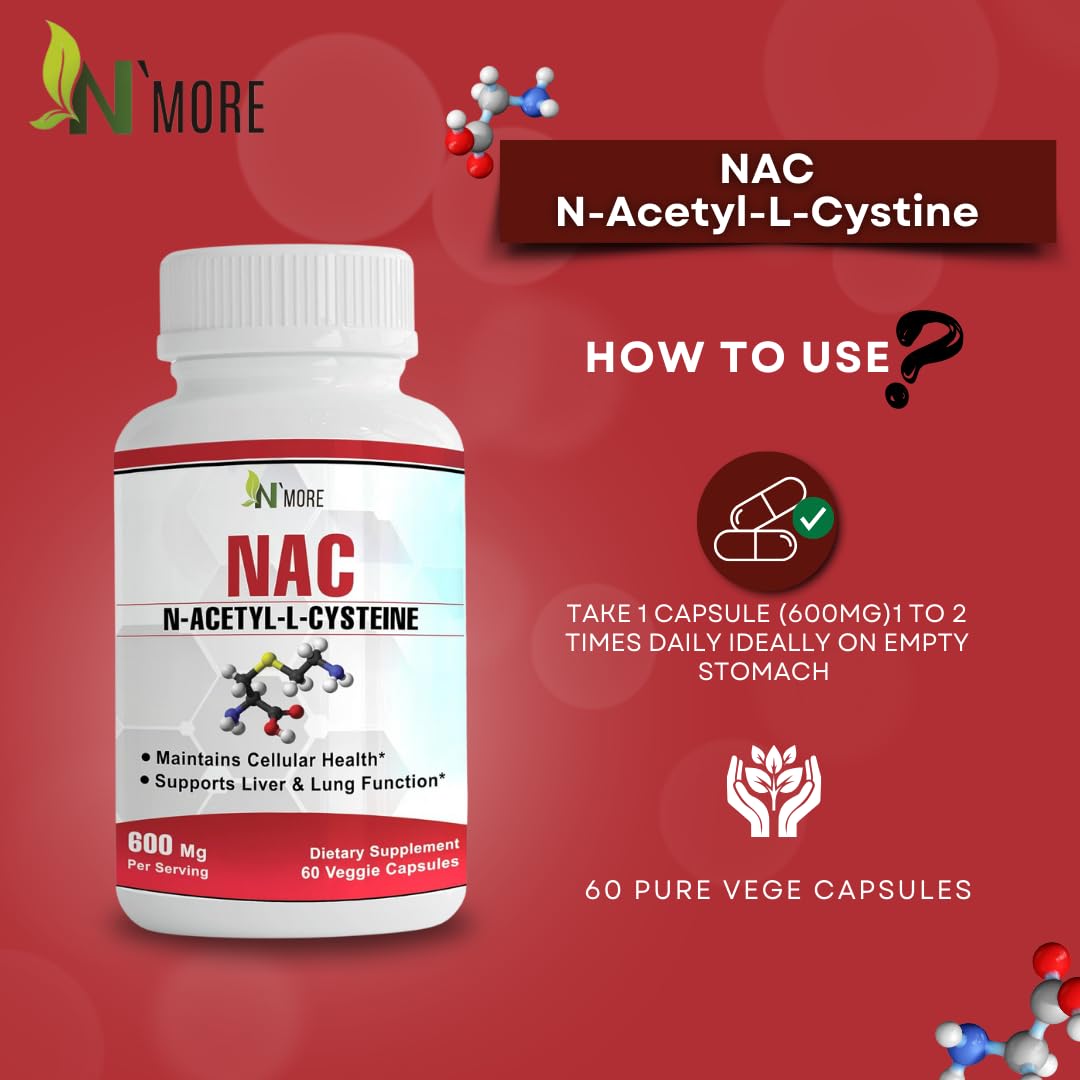 Foto 5 | Suplemento N'more N-acetil-cisteína (nac) 600 Mg 60 Cápsulas - Venta Internacional.