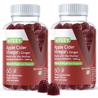 Foto 1 | Complemente Las Gomitas De Vinagre De Sidra De Manzana Viteey De 1000 Mg Con Jengibre - Venta Internacional.
