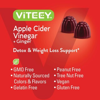 Foto 5 | Complemente Las Gomitas De Vinagre De Sidra De Manzana Viteey De 1000 Mg Con Jengibre - Venta Internacional.