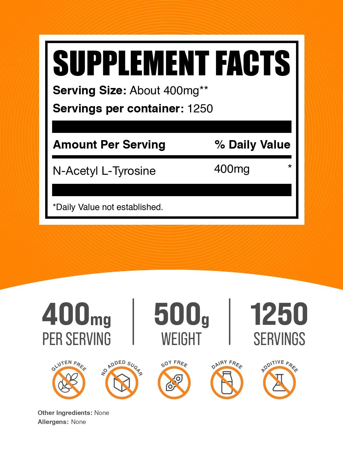 Foto 3 pulgar | Suplemento Bulksupplements.com N-acetil L-tirosina En Polvo 50 - Venta Internacional.