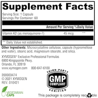 Foto 7 | Suplemento Xymogen K2-45 De Vitamina K2 Mk-7 45 Mcg 60 Cápsulas - Venta Internacional.