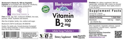 Foto 2 | Suplemento Bluebonnet Nutrition Con Vitamina B2, 100 Mg, 100 Cápsulas Vegetales - Venta Internacional.