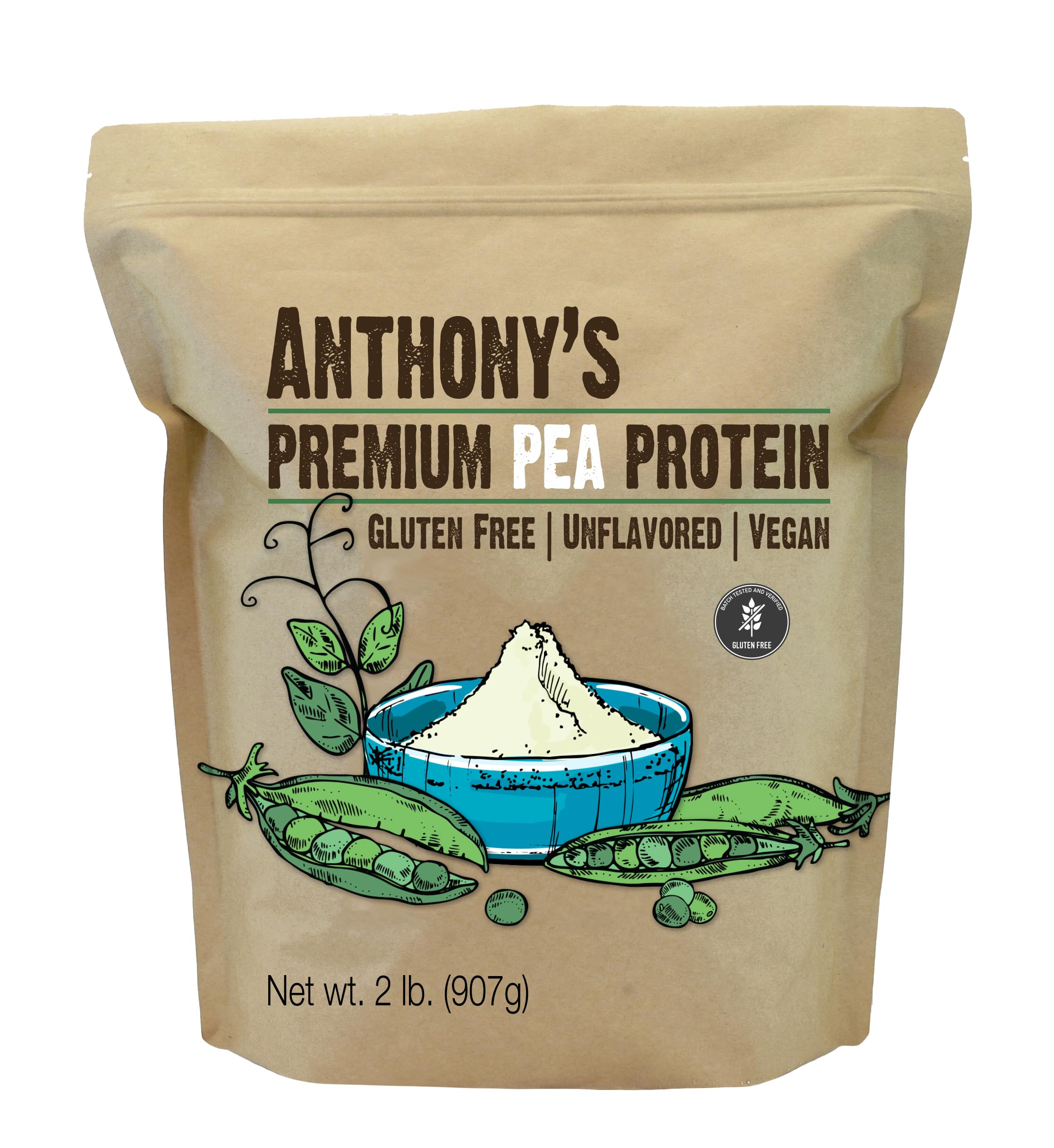 Foto 2 pulgar | Proteína De Guisante Anthony's Premium 907 G De Origen Vegetal Sin Gluten - Venta Internacional.