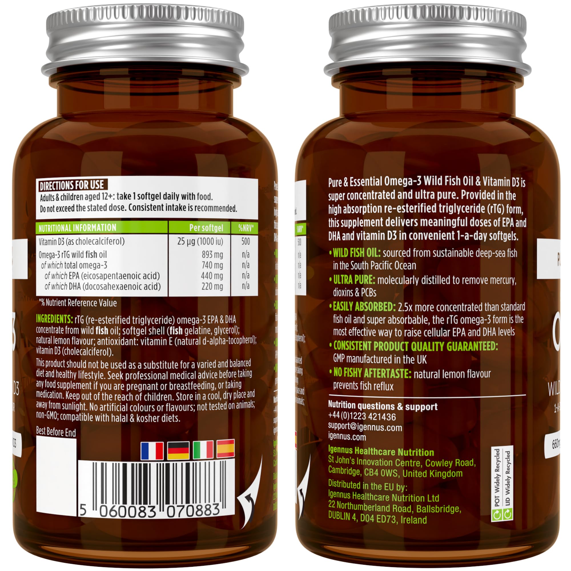 Foto 6 | Aceite De Pescado Supplement Igennus Advanced Rtg Omega-3 60 Cápsulas Blandas - Venta Internacional.