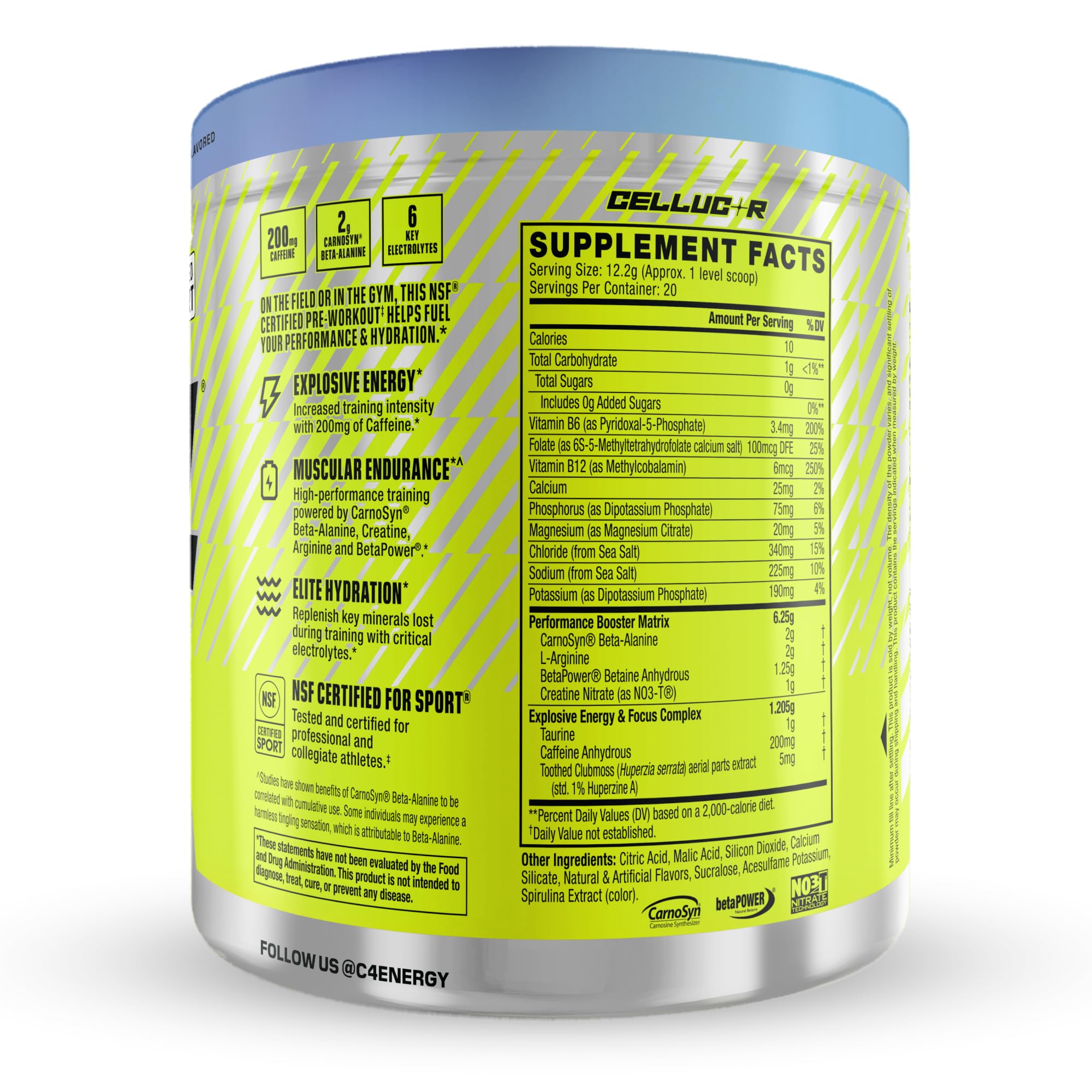 Foto 8 pulgar | Polvo Para Antes Del Entrenamiento Cellucor C4 Sport Con 200 Mg De Cafeína - Venta Internacional.
