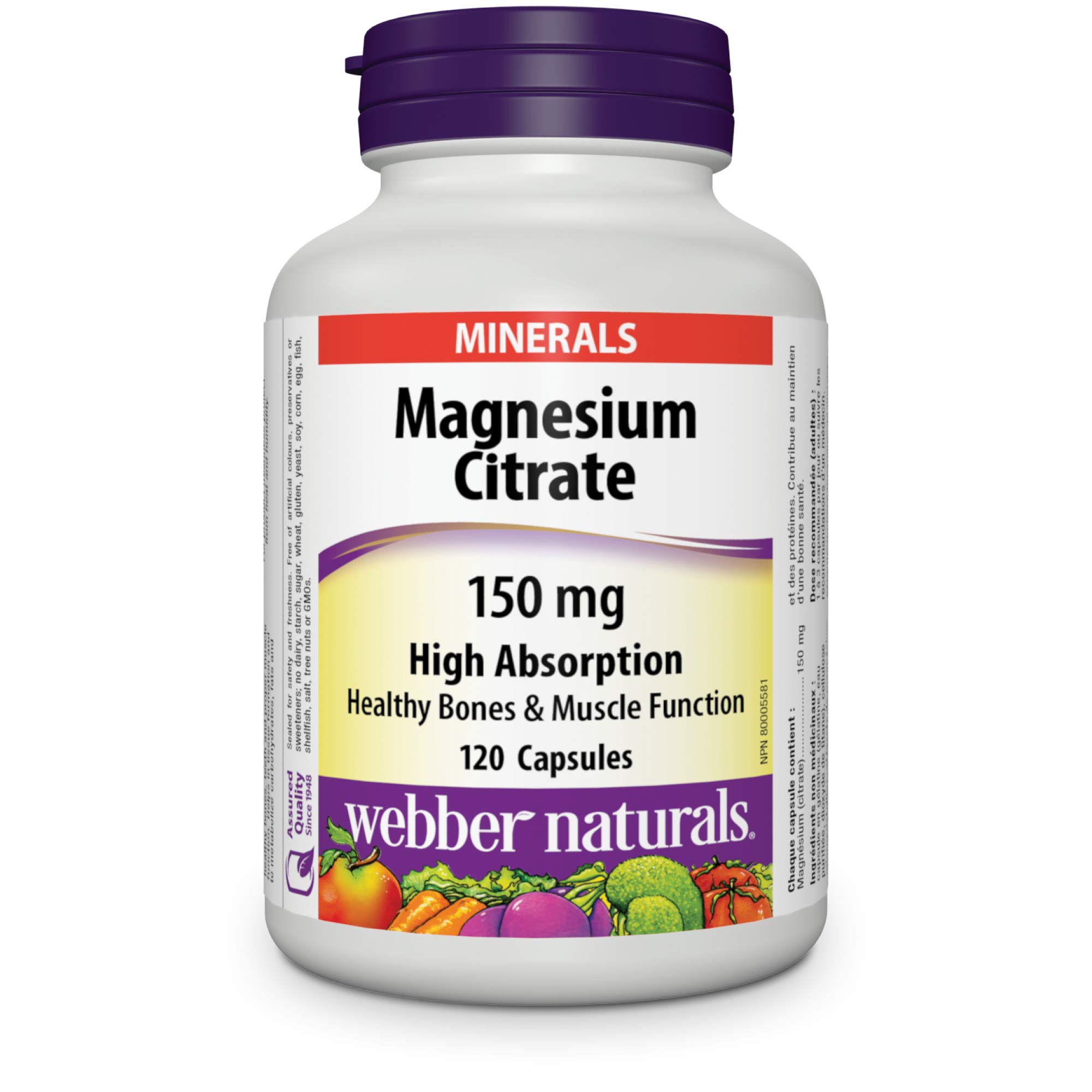 Foto 1 | Suplemento De Citrato De Magnesio Webber Naturals 150 Mg 120 Cápsulas - Venta Internacional.