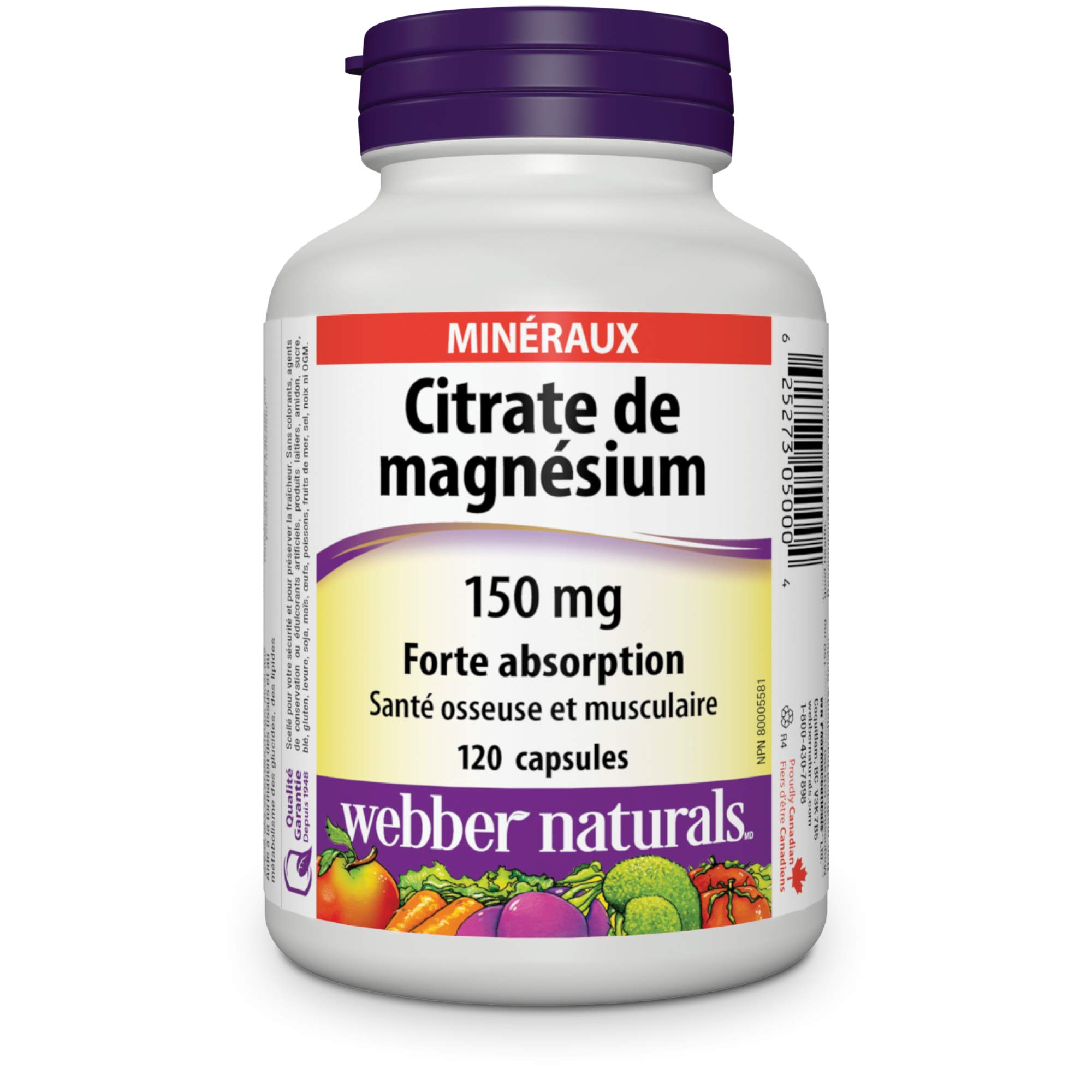 Foto 2 | Suplemento De Citrato De Magnesio Webber Naturals 150 Mg 120 Cápsulas - Venta Internacional.