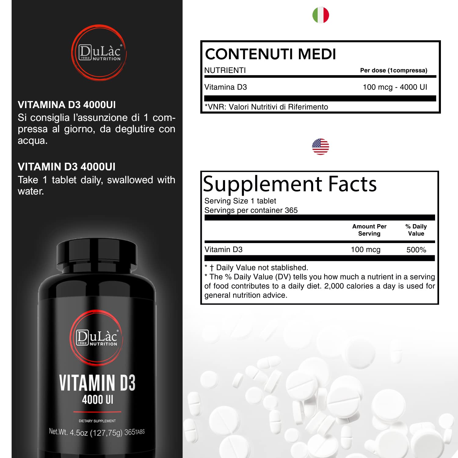 Foto 6 | El Suplemento De Vitamina D3 Dulàc 4000 Ui Promueve La Absorción De Calcio - Venta Internacional.