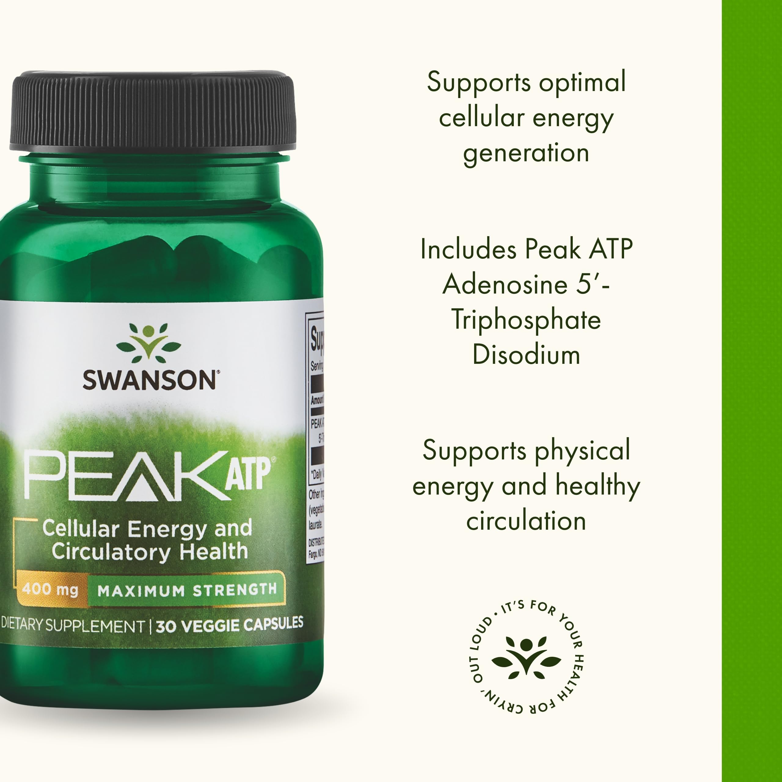 Foto 5 pulgar | Suplemento Swanson Maximum Strength Peak Atp 400 Mg 30 Cápsulas - Venta Internacional.