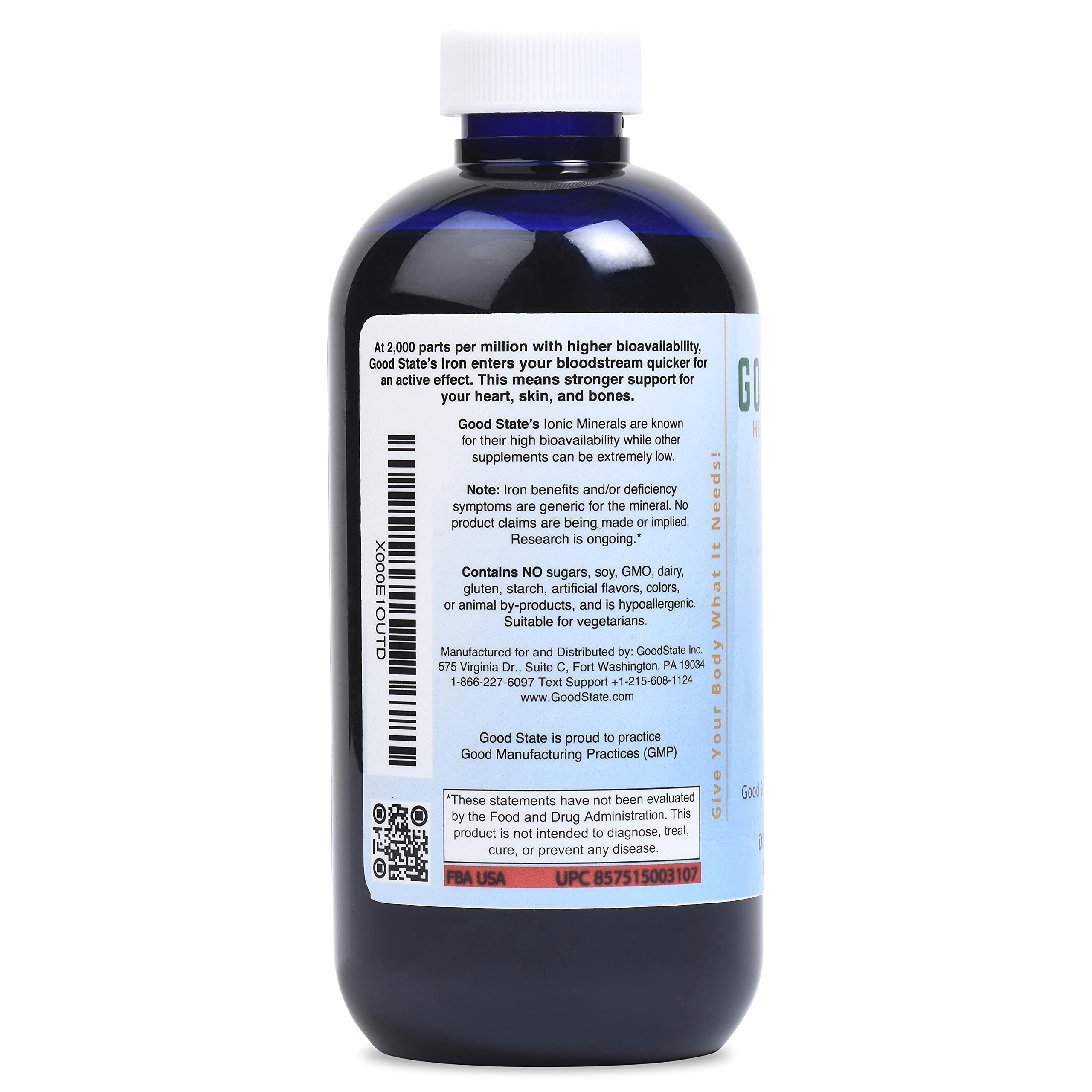 Foto 4 pulgar | Suplemento De Hierro Iónico Líquido Good State, 300 Ml (48 Porciones) - Venta Internacional.