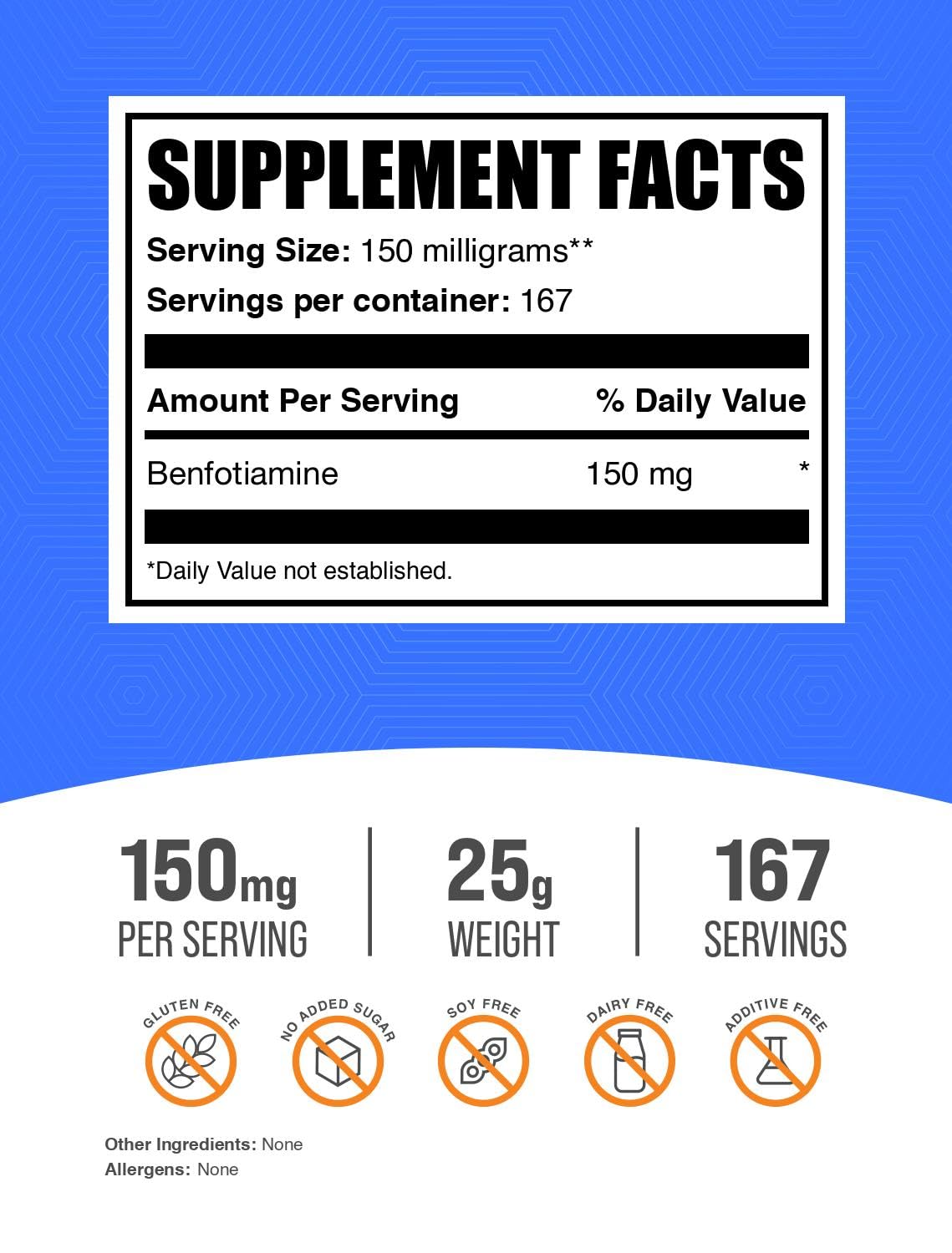 Foto 3 pulgar | Suplemento A Granel Benfotiamina 150 Mg En Polvo 25 G - Venta Internacional.