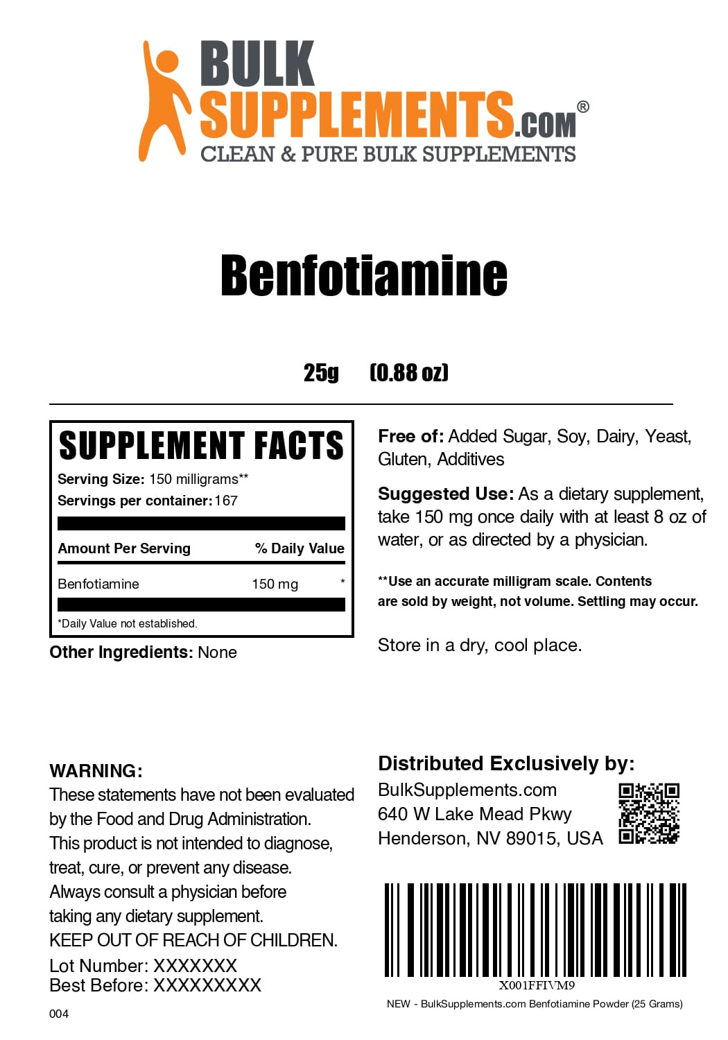 Foto 7 pulgar | Suplemento A Granel Benfotiamina 150 Mg En Polvo 25 G - Venta Internacional.