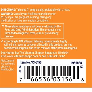 Foto 5 | Suplemento The Vitamin Shoppe De Astaxantina, 12 Mg, 30 Cápsulas Blandas - Venta Internacional.