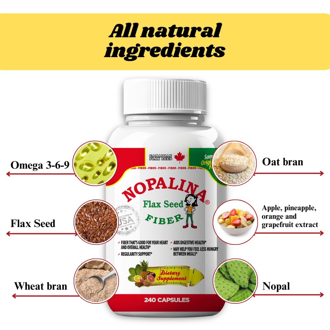 Foto 7 pulgar | Suplemento Nopalina Flax Seed Plus Capsules 240 Cápsulas - Venta Internacional.