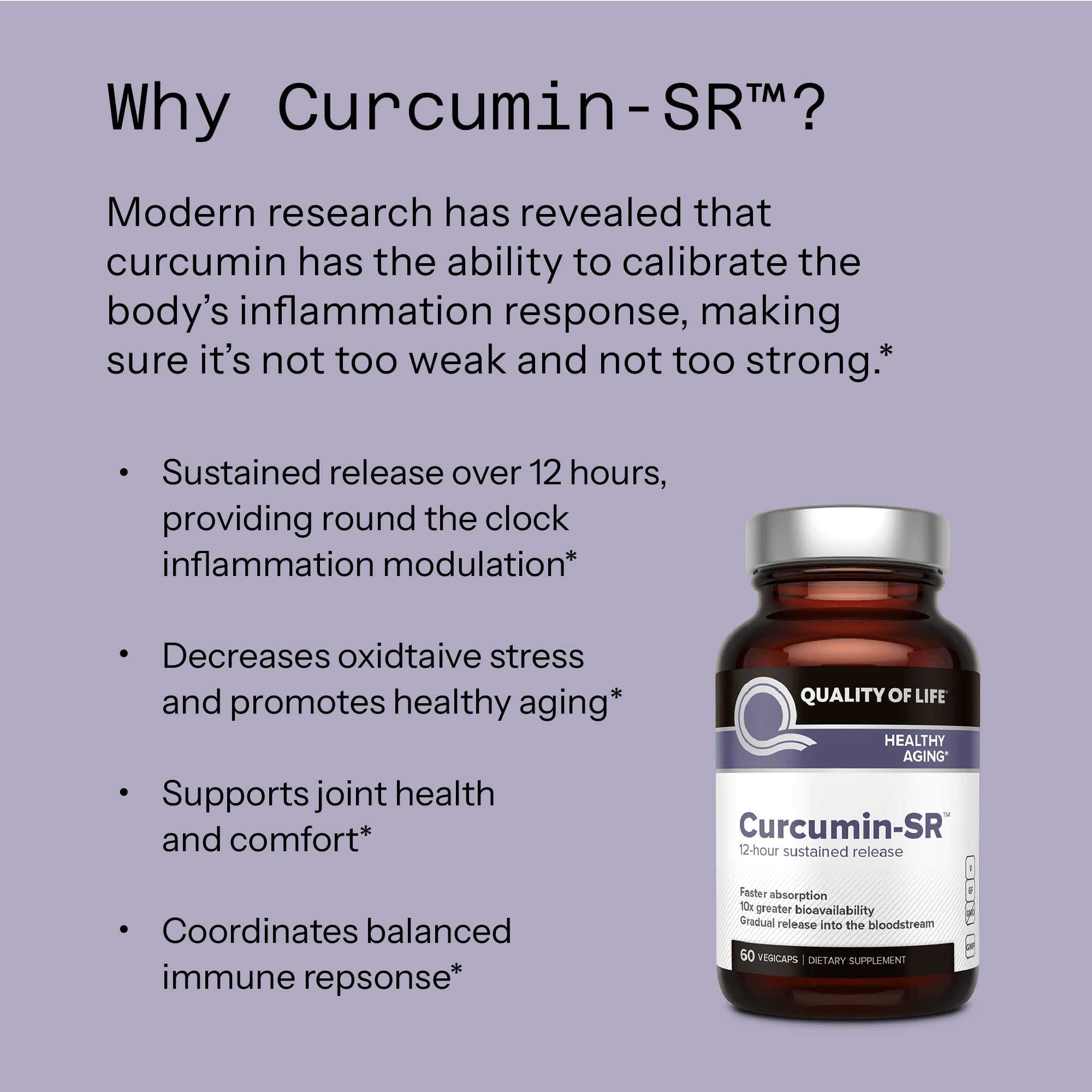 Foto 8 pulgar | Suplemento Quality Of Life Curcumin-sr 60 Vegicaps - Venta Internacional.