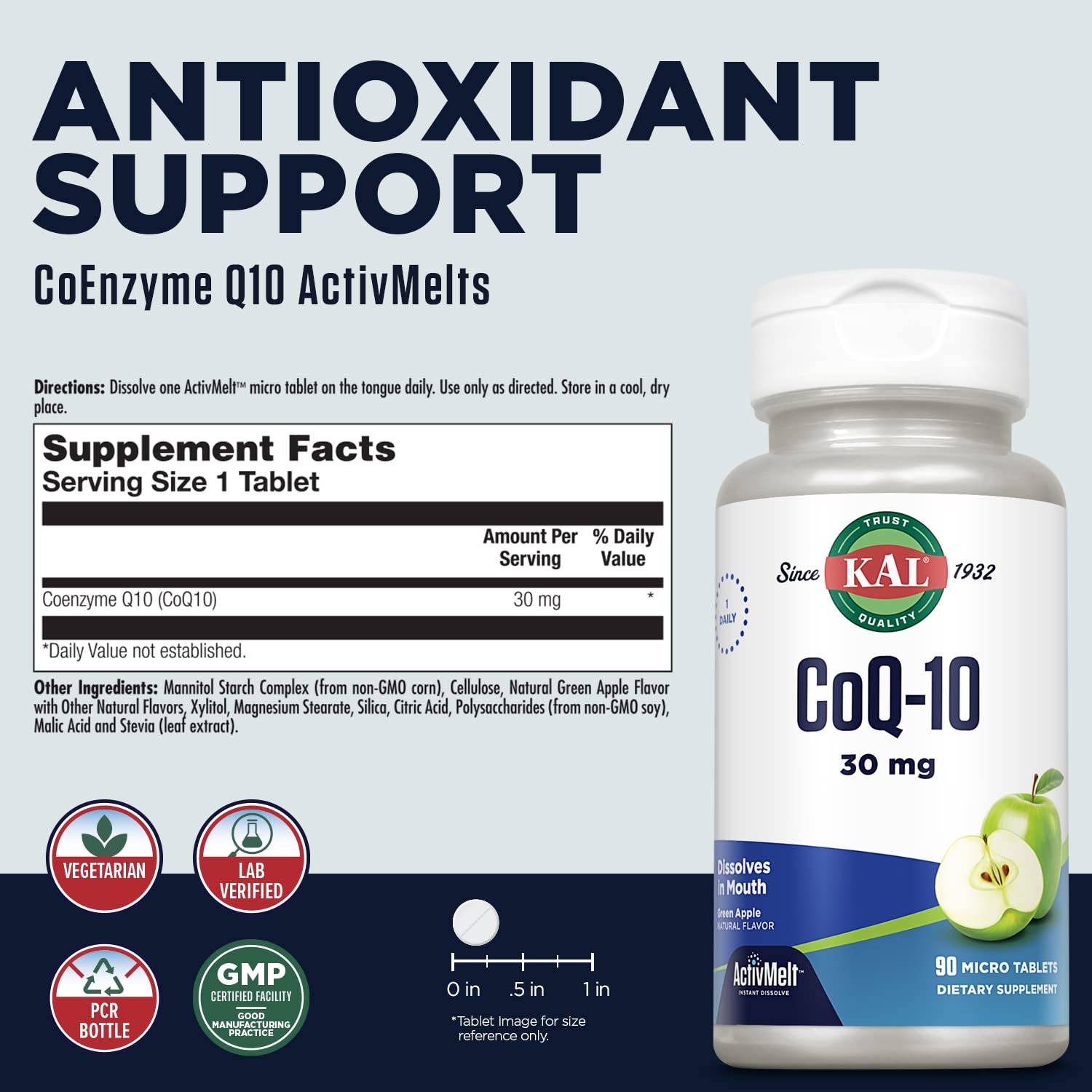 Foto 3 pulgar | Suplemento Kal Coq10 De 30 Mg De Antioxidantes Para La Salud Del Corazón, 90 Tabletas - Venta Internacional.