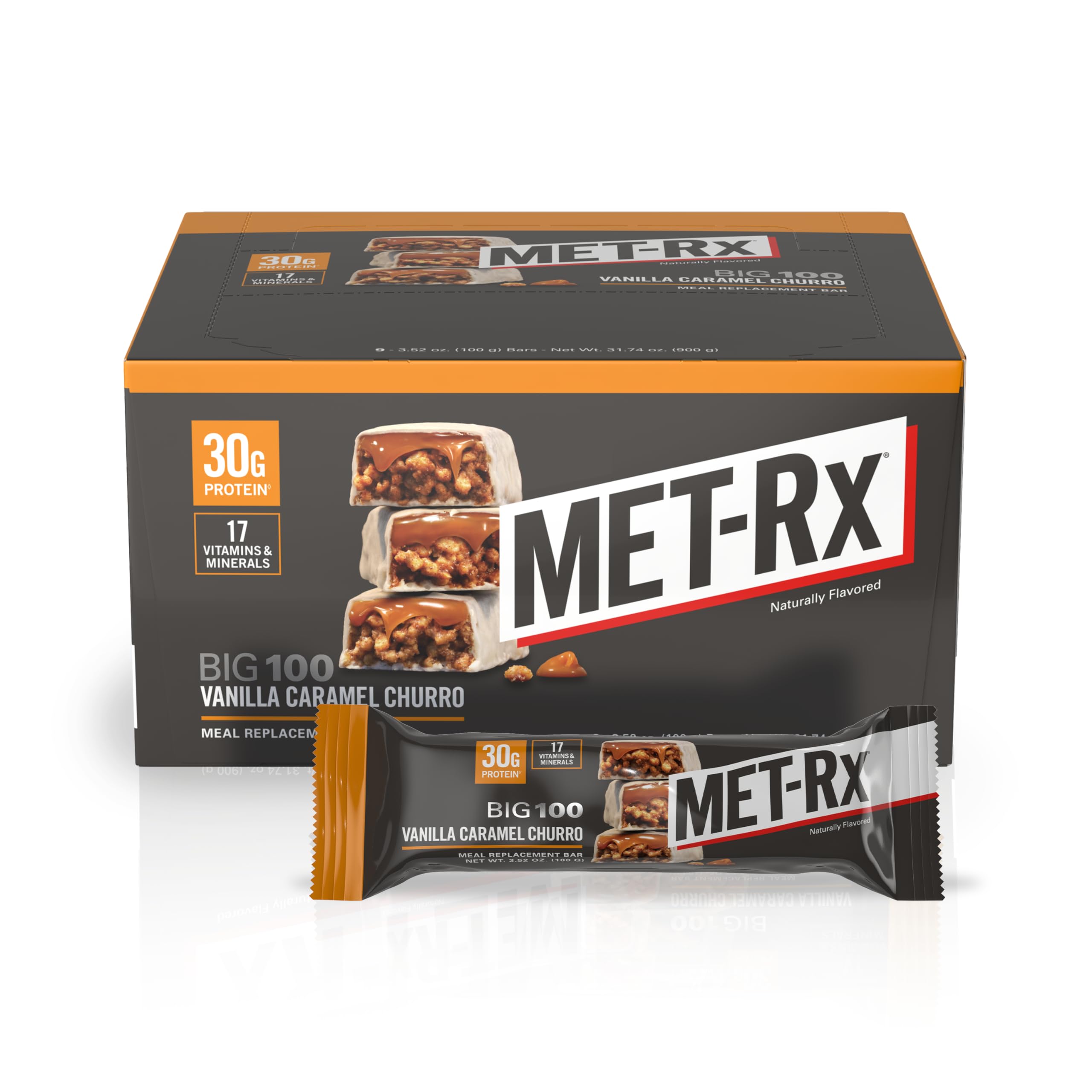 Barras De Proteína Met-rx Big 100 Colossal Vanilla Caramel Churro - Venta Internacional.