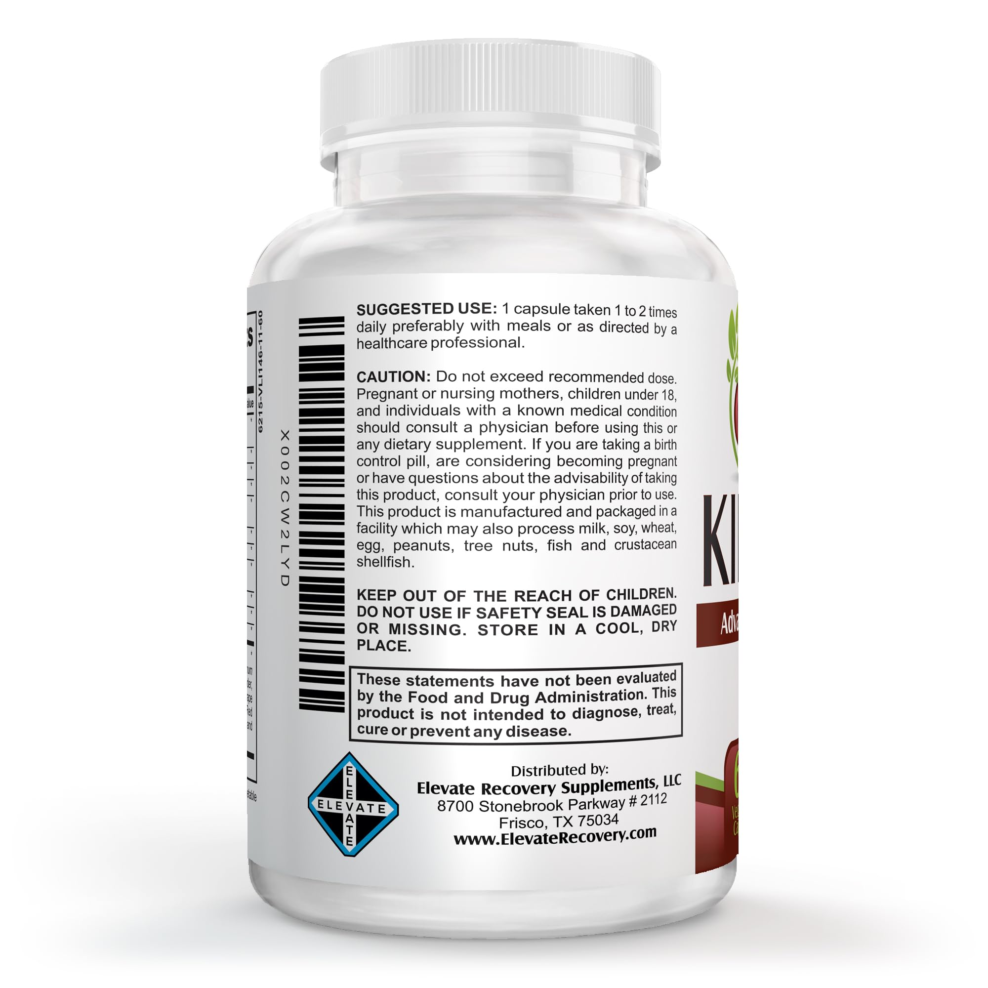 Foto 3 | Suplemento Elevate Recovery Kidney-pro 60 Cápsulas - Venta Internacional.