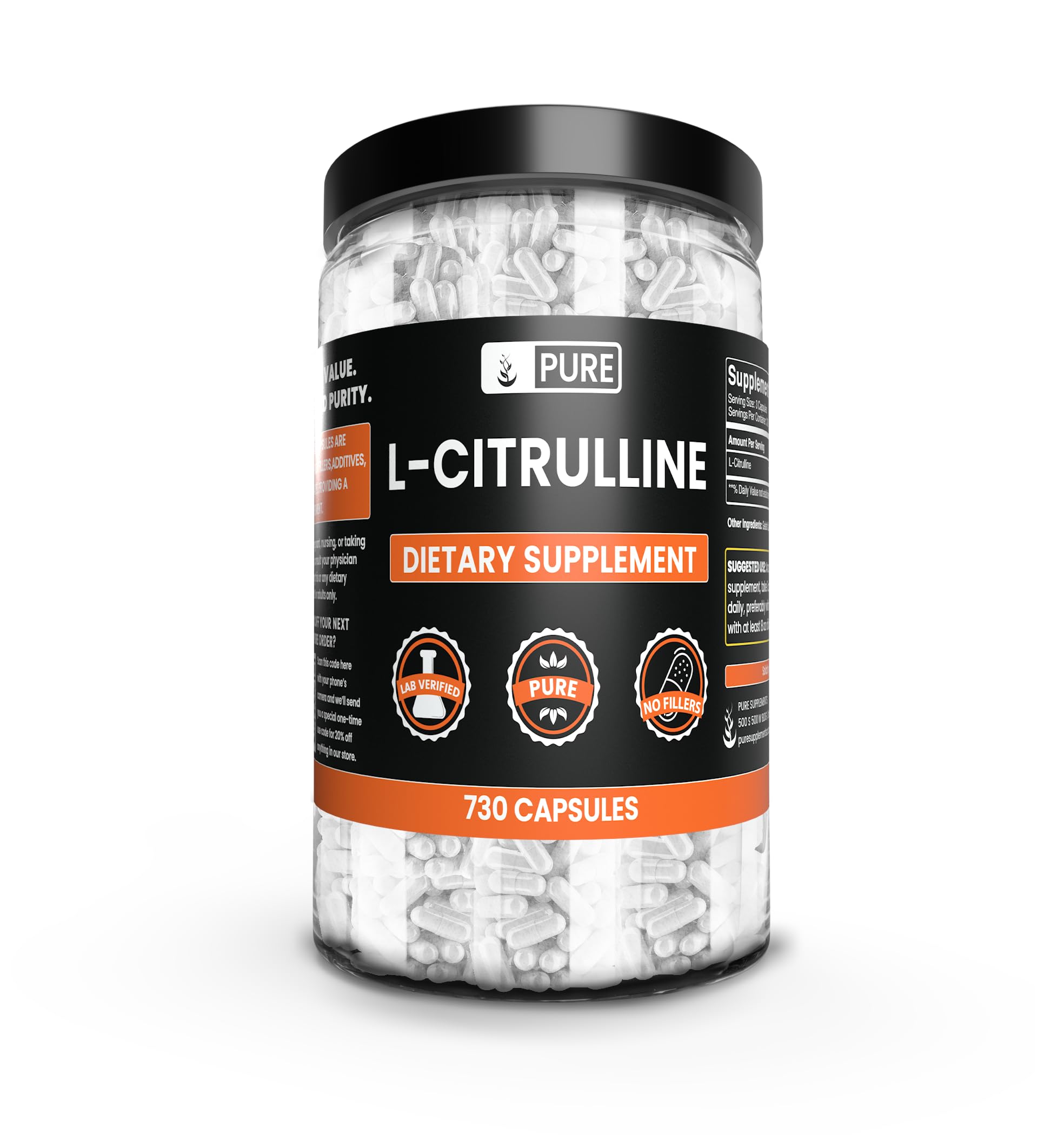 Foto 1 | Suplemento Pure Original Ingredients L-citrulina 730 Cápsulas - Venta Internacional.